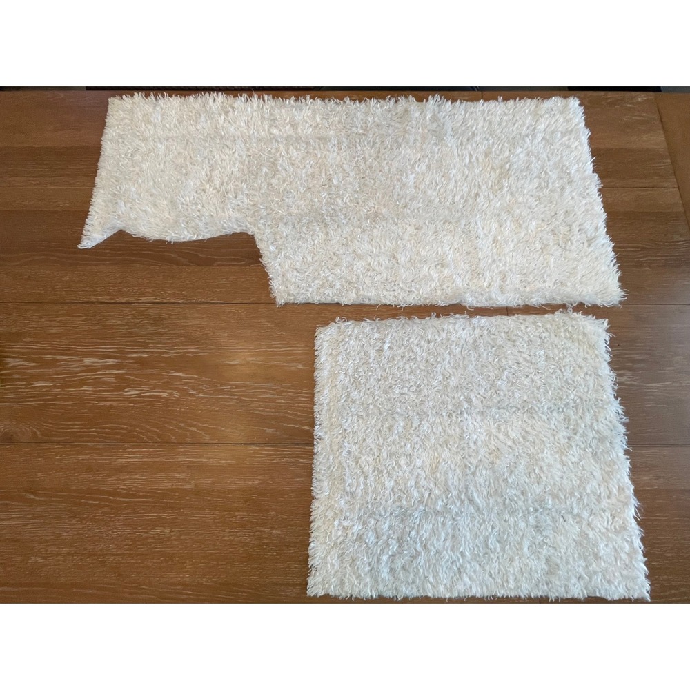 White Faux Fur Fabric Remnants 2 Pieces Shaggy Plush Craft Scraps DIY White - Picture 2 of 2